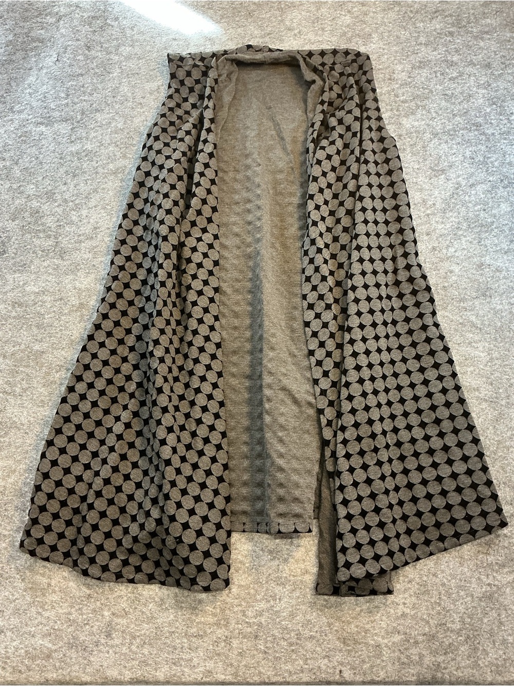 Bryn Walker Gray and Black Dot-Pattern Open Front Coatigan Size M